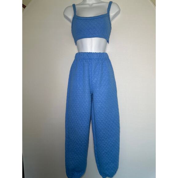Princess Polly Blue Quilted Sweatset - Picture 1 of 6